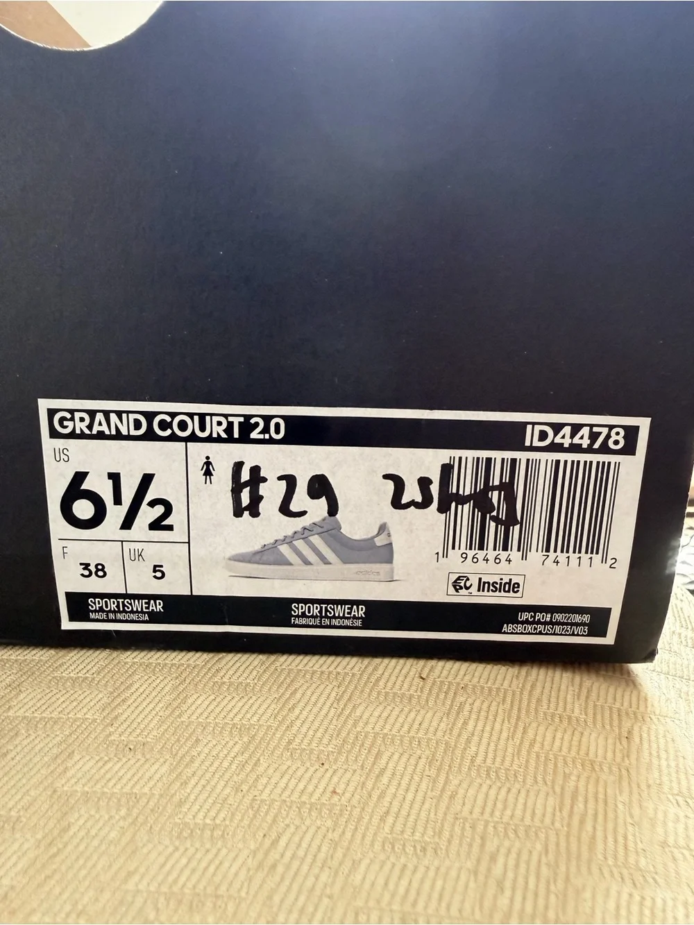 Adidas Grand Court 2.0 Women’s Sneakers Lilac White Size 6.5 NWT w/Original Box